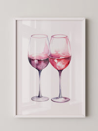 Weingläser Aquarell rot-rosa