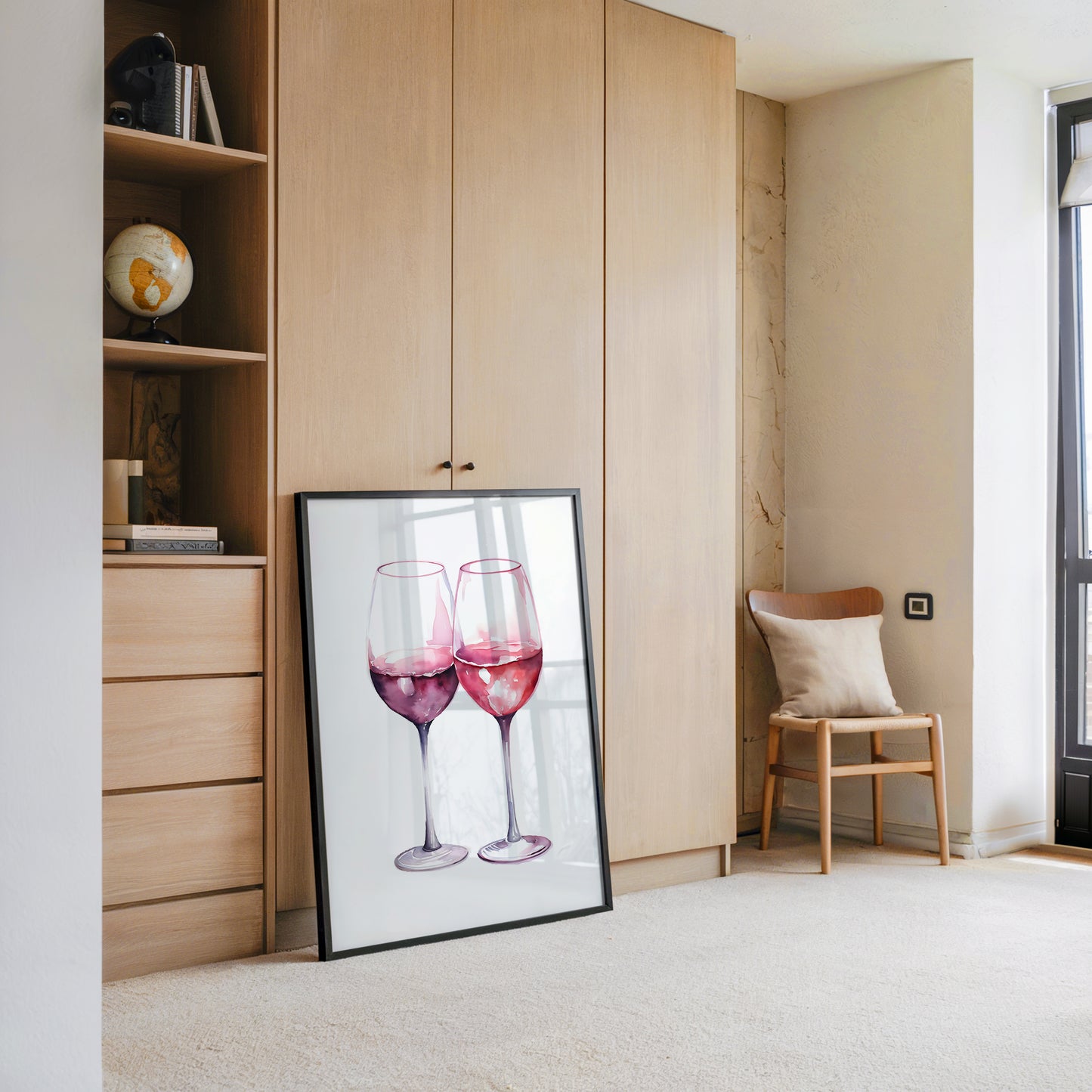 Weingläser Aquarell rot-rosa