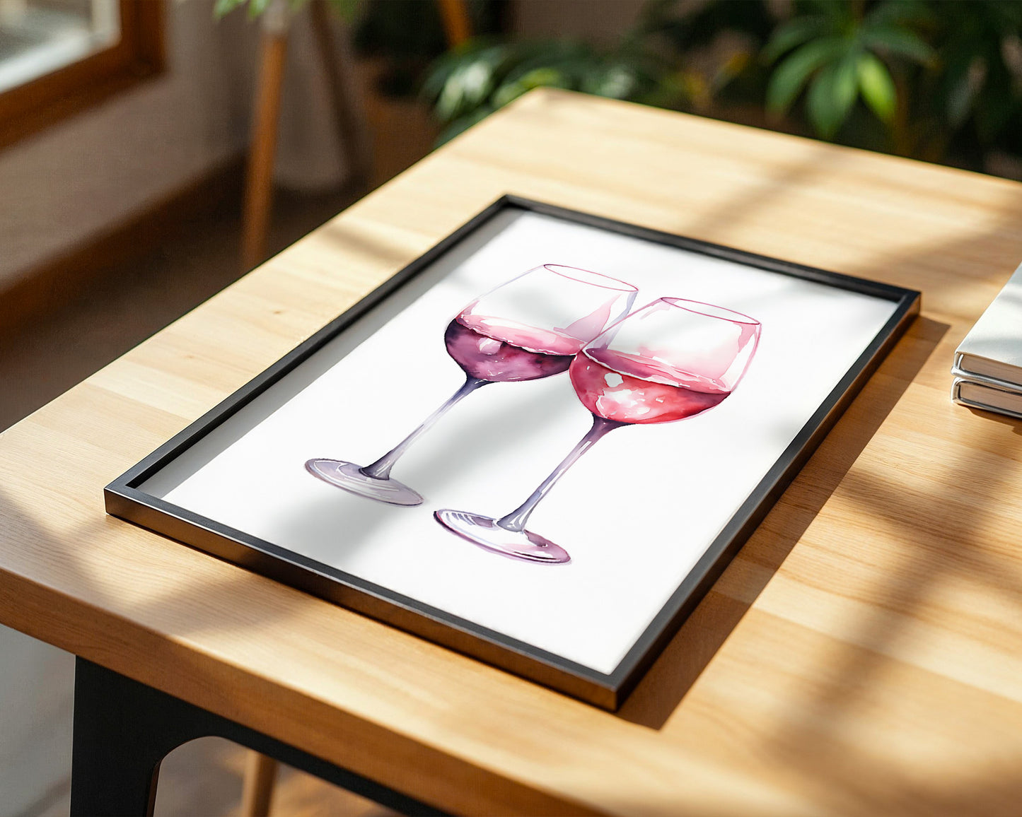 Weingläser Aquarell rot-rosa