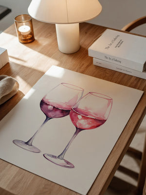 Weingläser Aquarell rot-rosa
