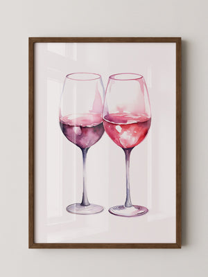 Weingläser Aquarell rot-rosa