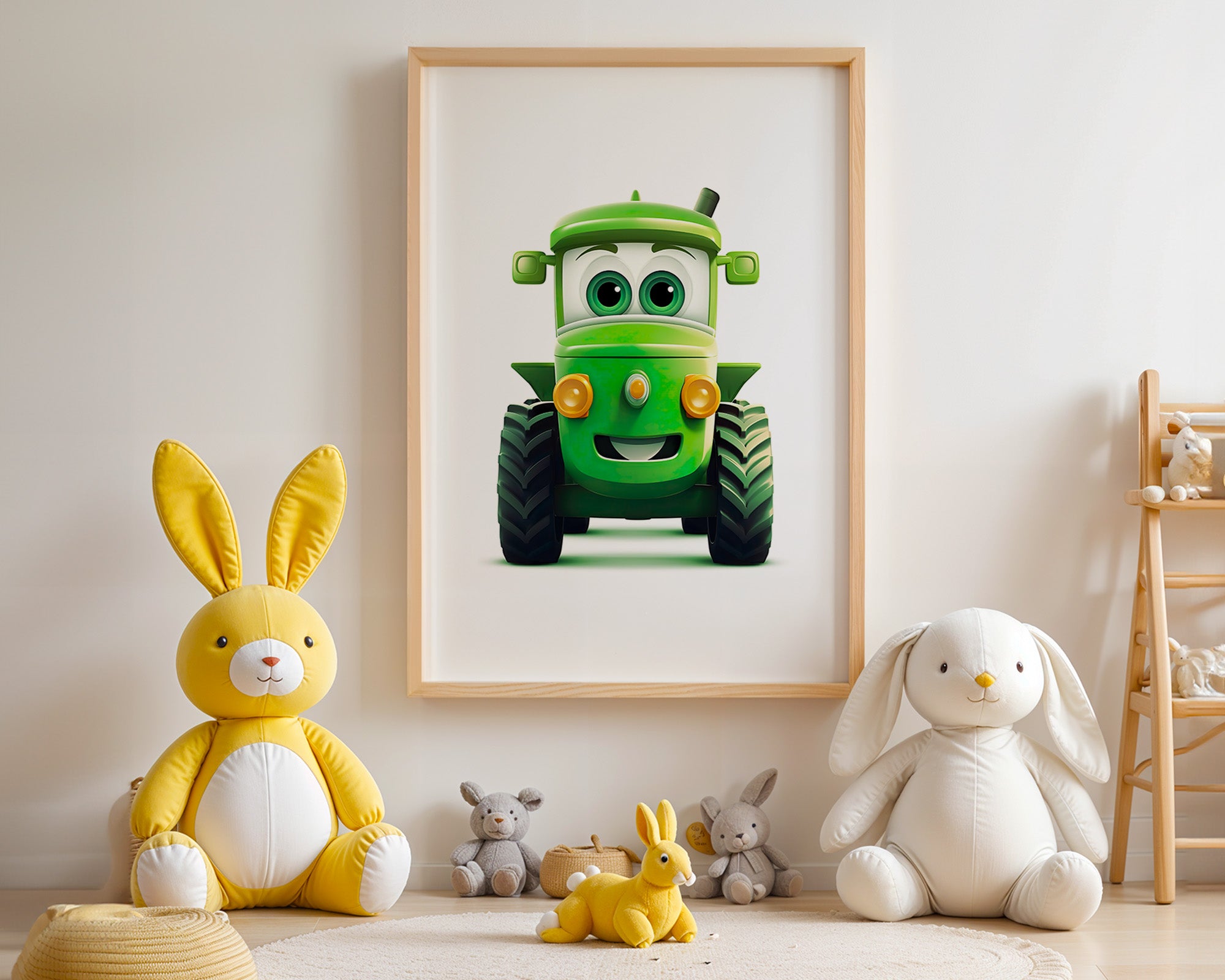 Niedlicher Traktor Gruen Gesicht