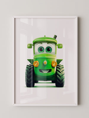 Niedlicher Traktor Gruen Gesicht