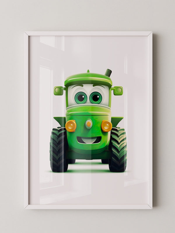 Niedlicher Traktor Gruen Gesicht