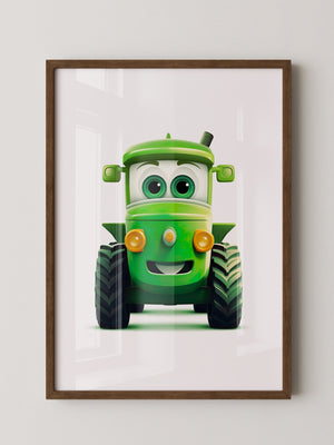 Niedlicher Traktor Gruen Gesicht