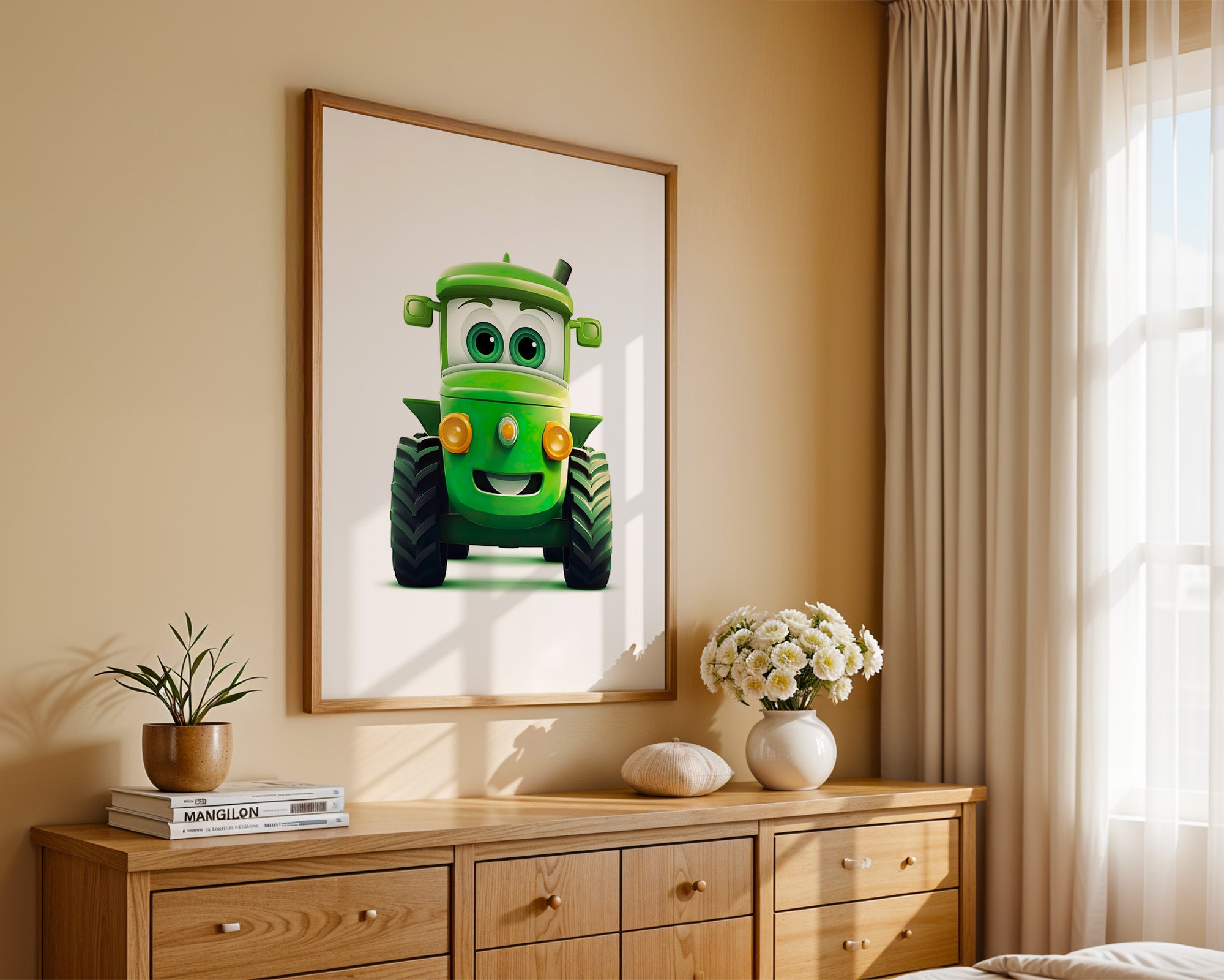 Niedlicher Traktor Gruen Gesicht