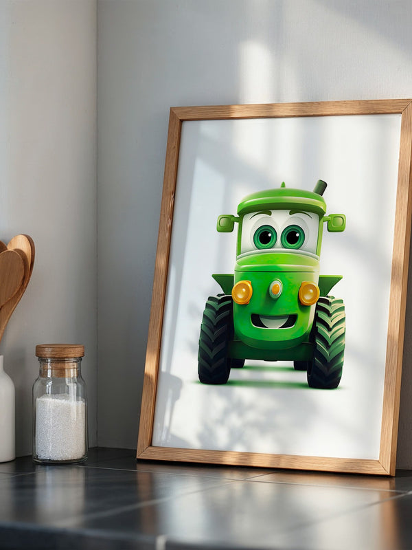 Niedlicher Traktor Gruen Gesicht