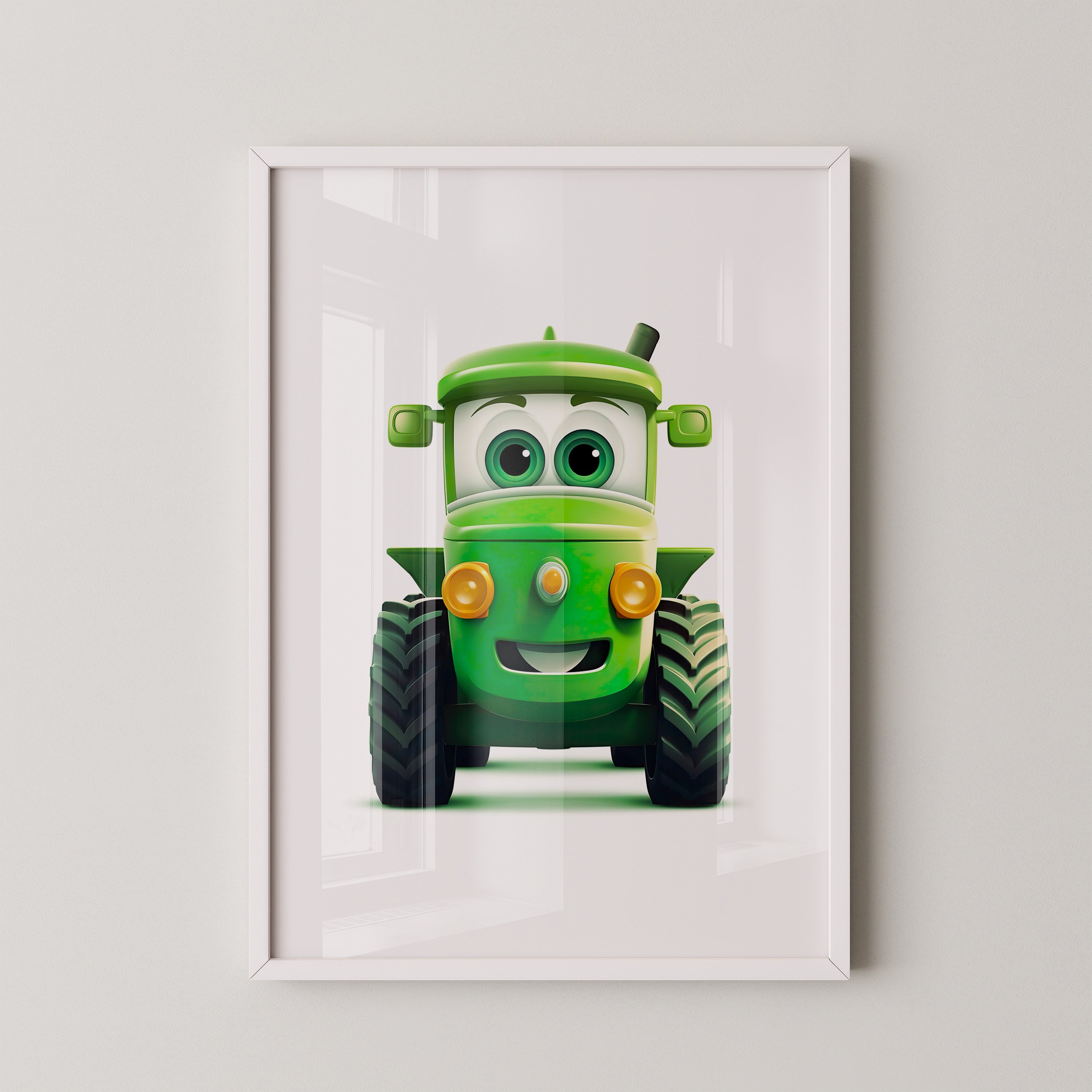 Niedlicher Traktor Gruen Gesicht