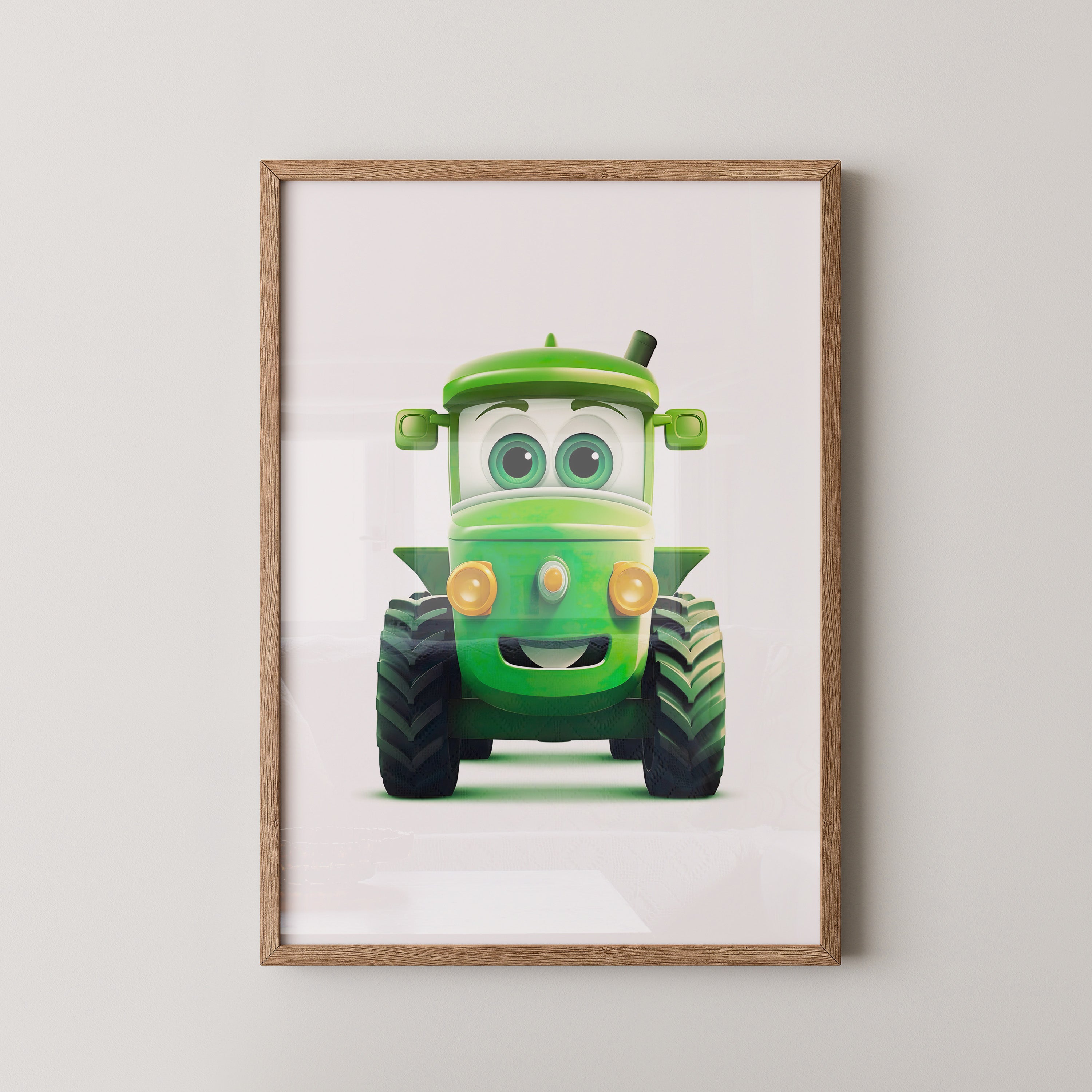 Niedlicher Traktor Gruen Gesicht