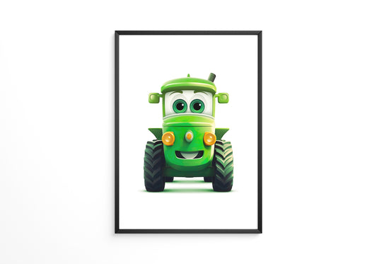 Niedlicher Traktor Gruen Gesicht