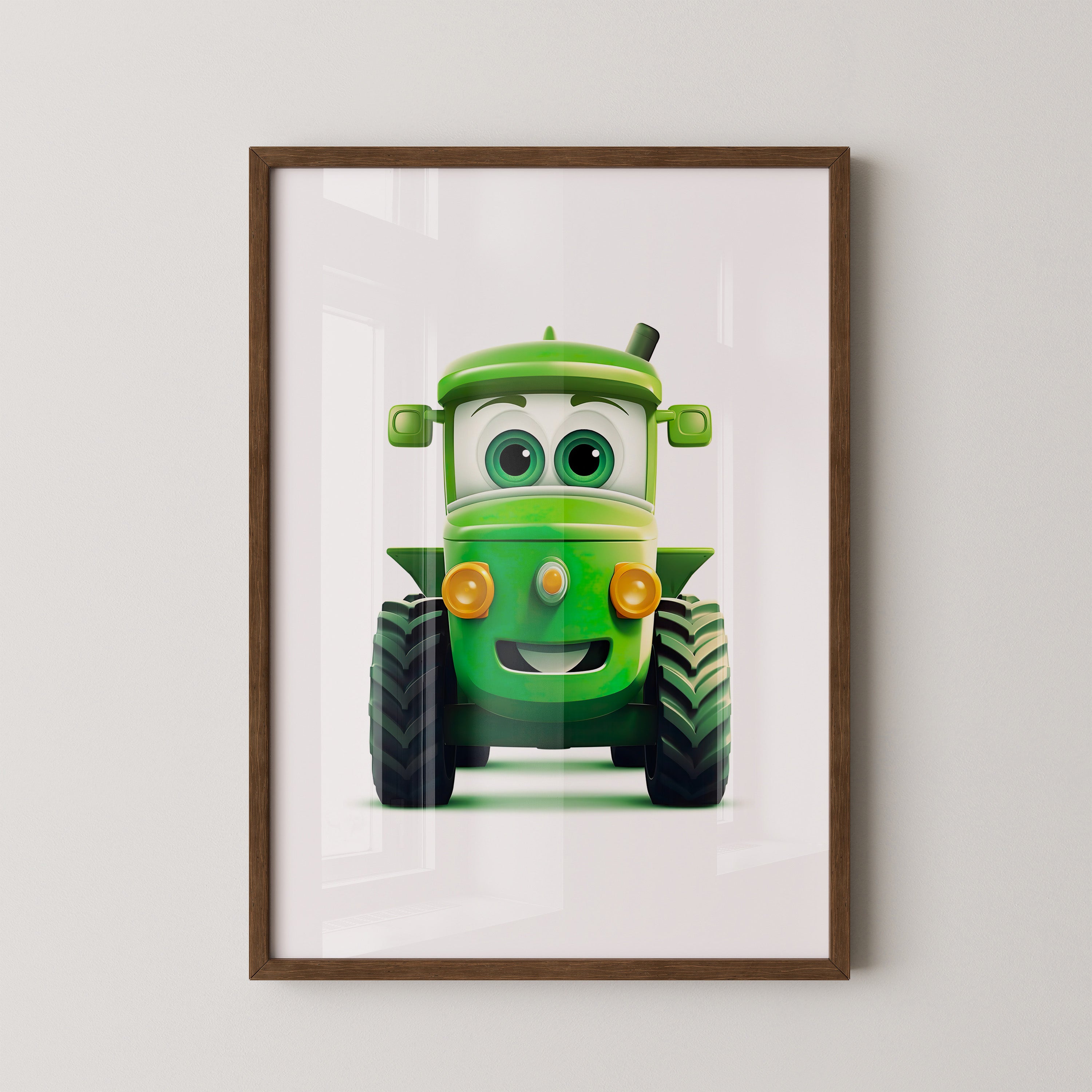 Niedlicher Traktor Gruen Gesicht