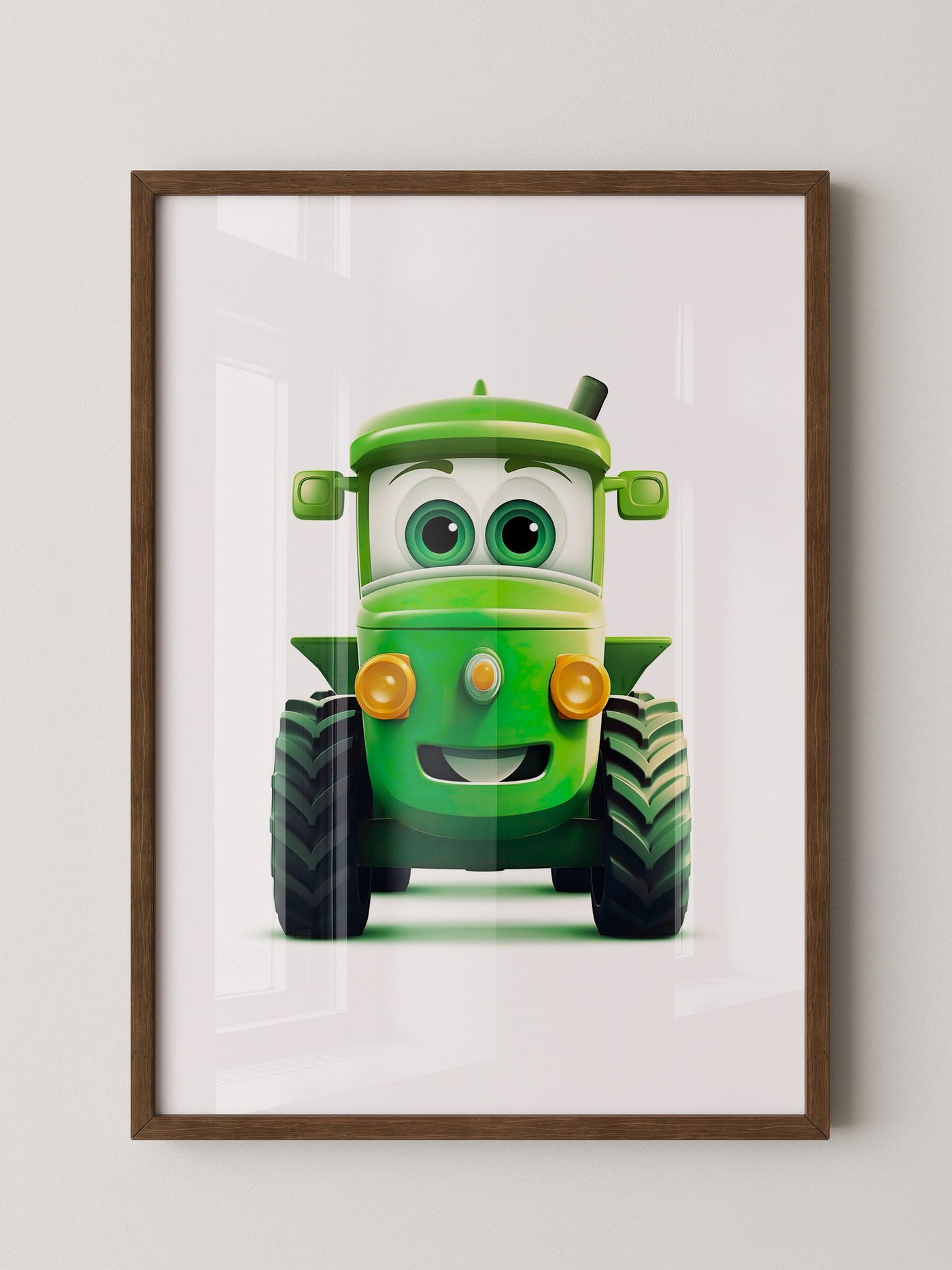 Niedlicher Traktor Gruen Gesicht