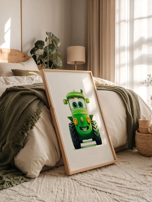 Niedlicher Traktor Gruen Gesicht