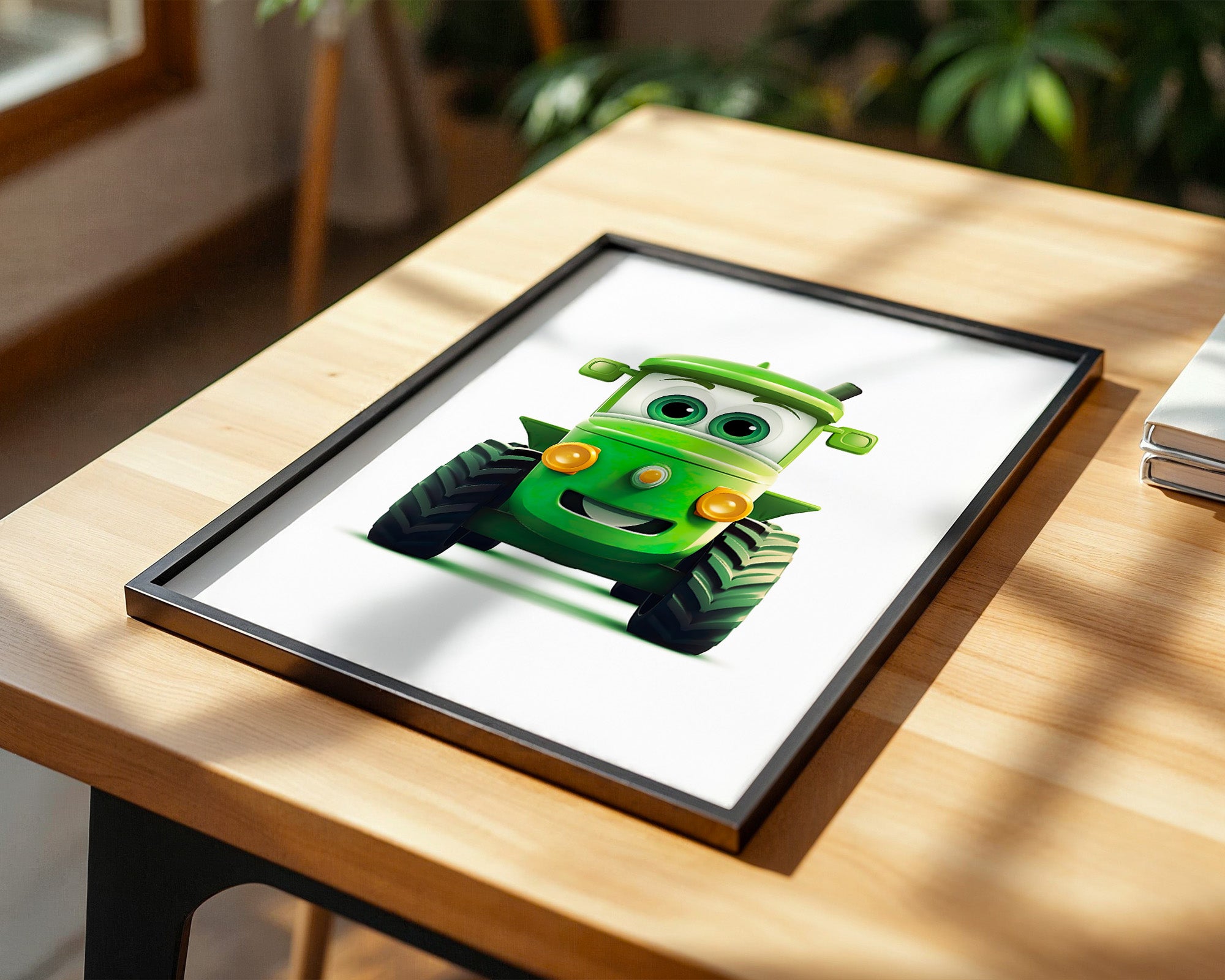 Niedlicher Traktor Gruen Gesicht