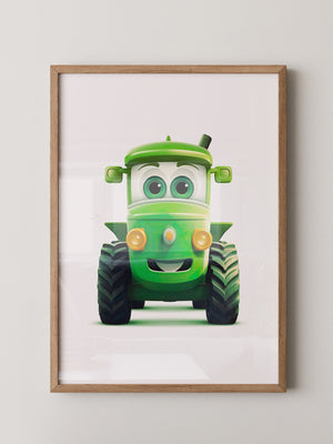Niedlicher Traktor Gruen Gesicht