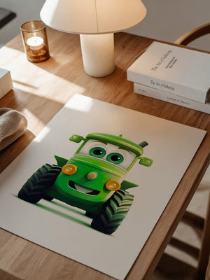 Niedlicher Traktor Gruen Gesicht
