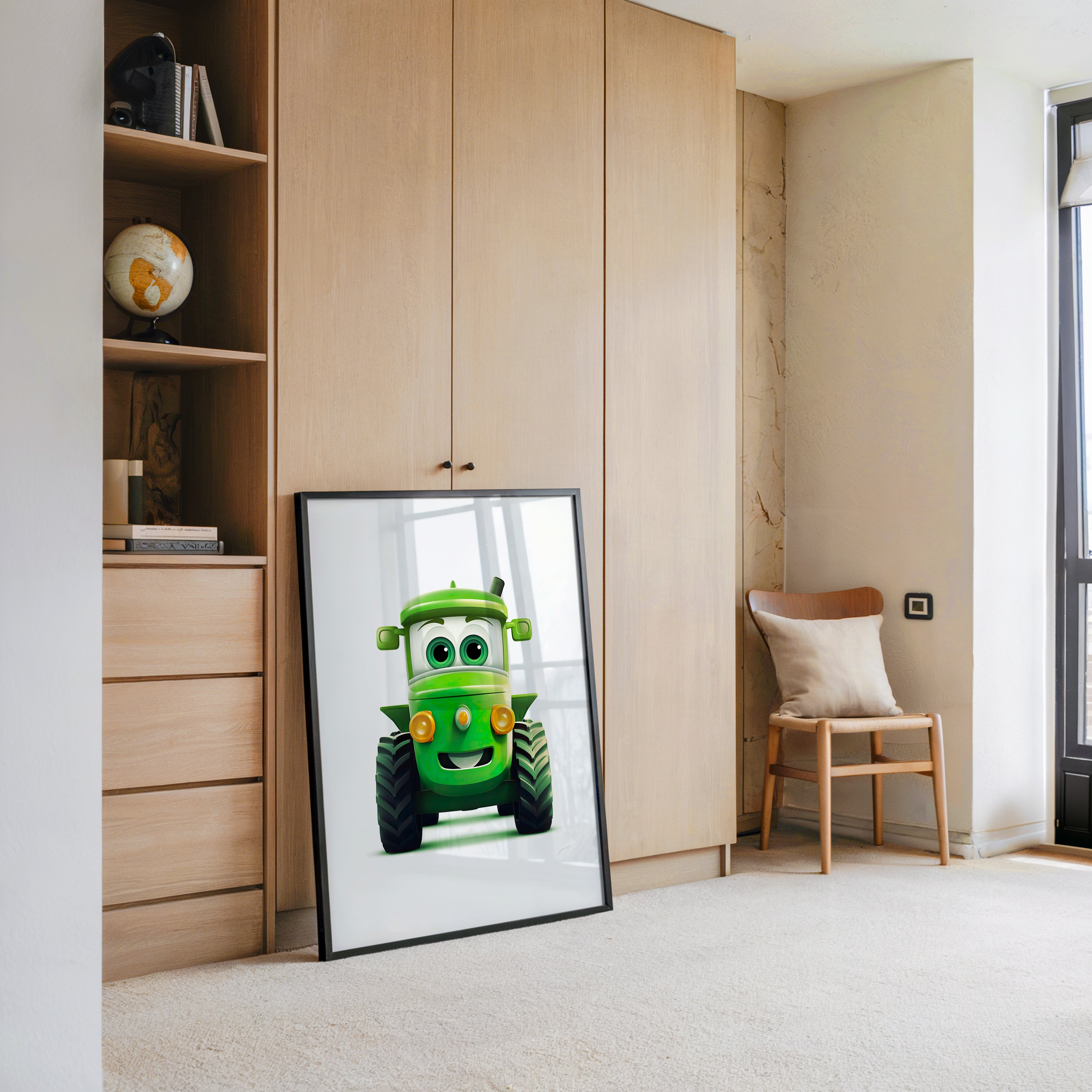 Niedlicher Traktor Gruen Gesicht