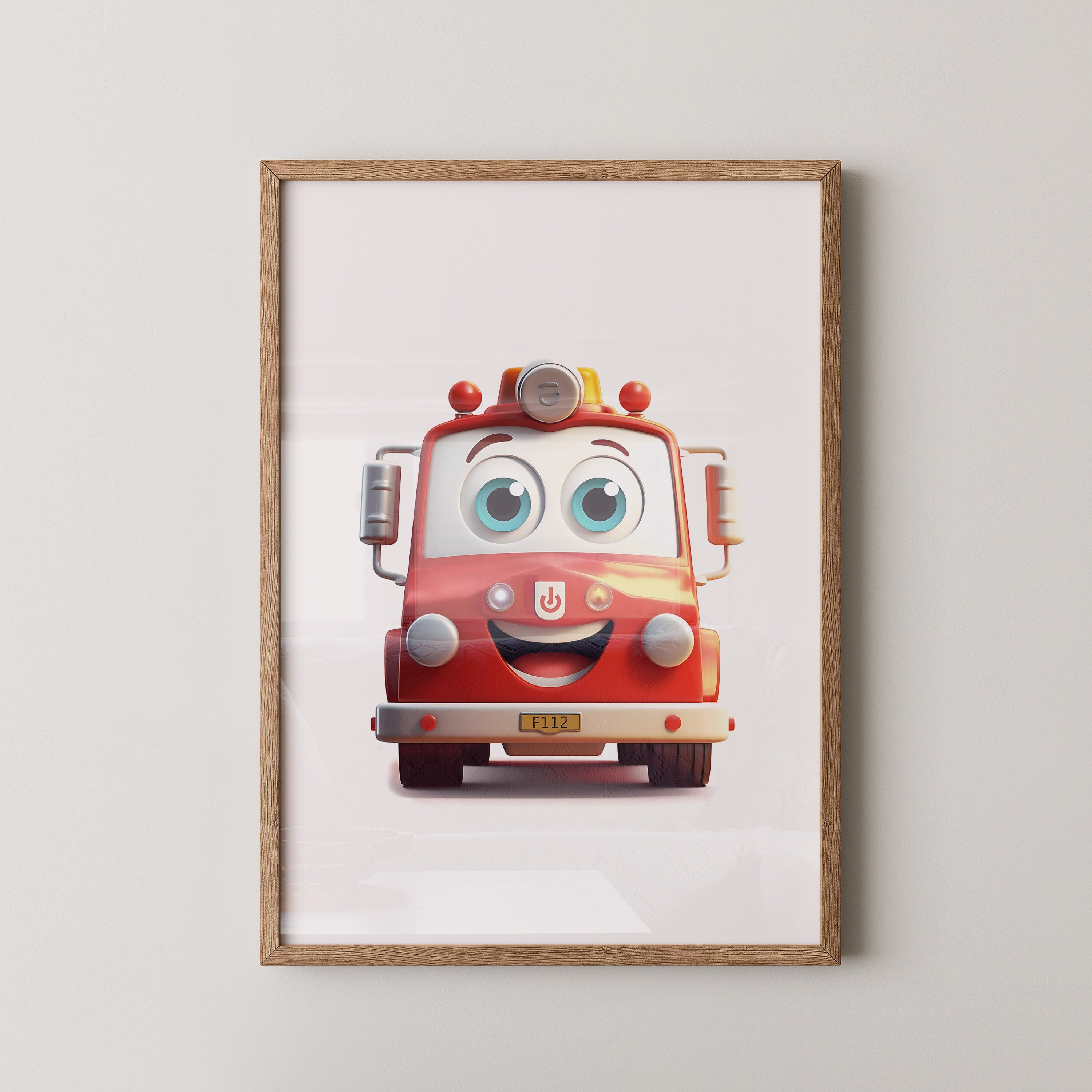 Fröhlicher Feuerwehrwagen Cartoon