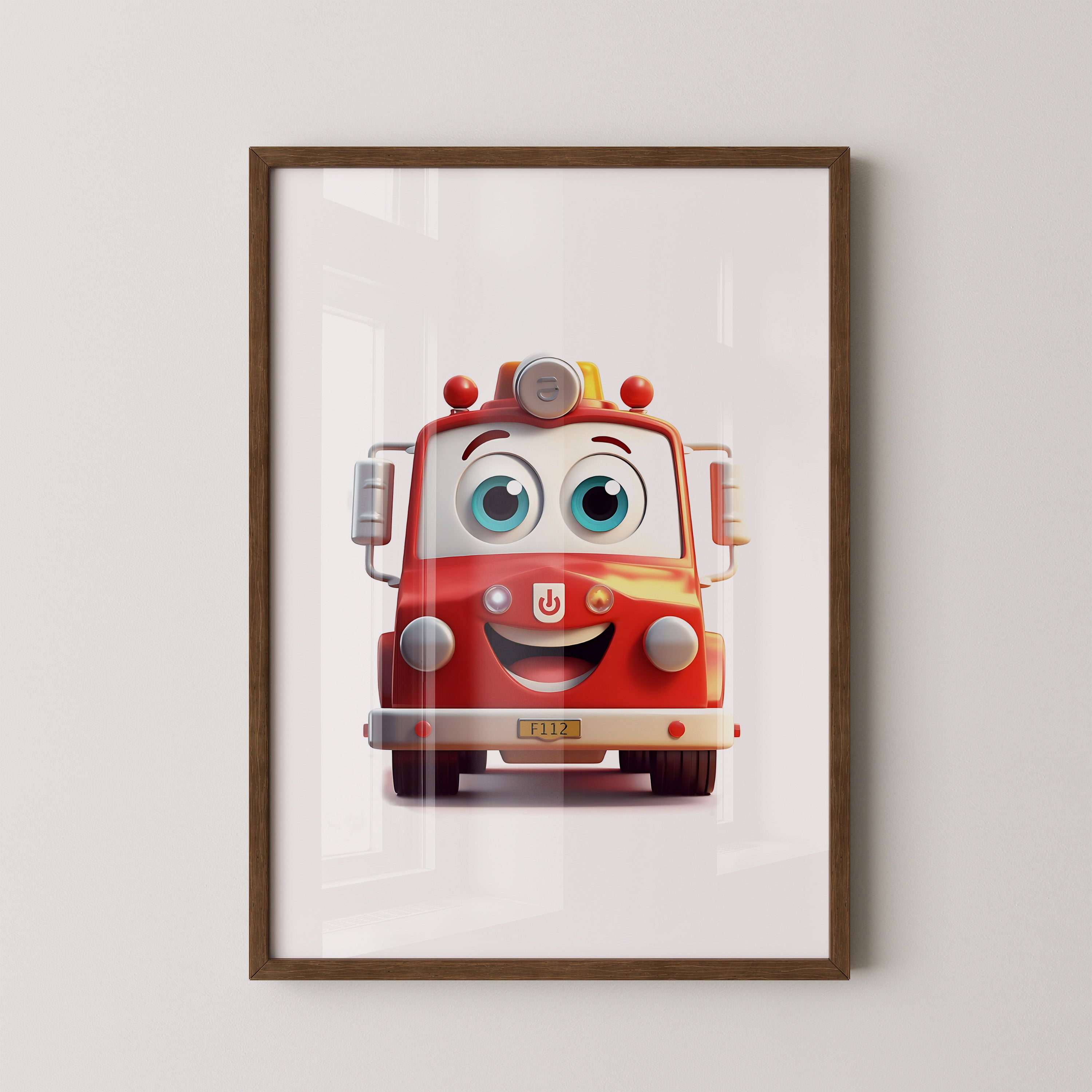 Fröhlicher Feuerwehrwagen Cartoon