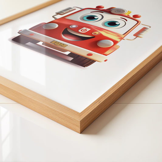 Fröhlicher Feuerwehrwagen Cartoon