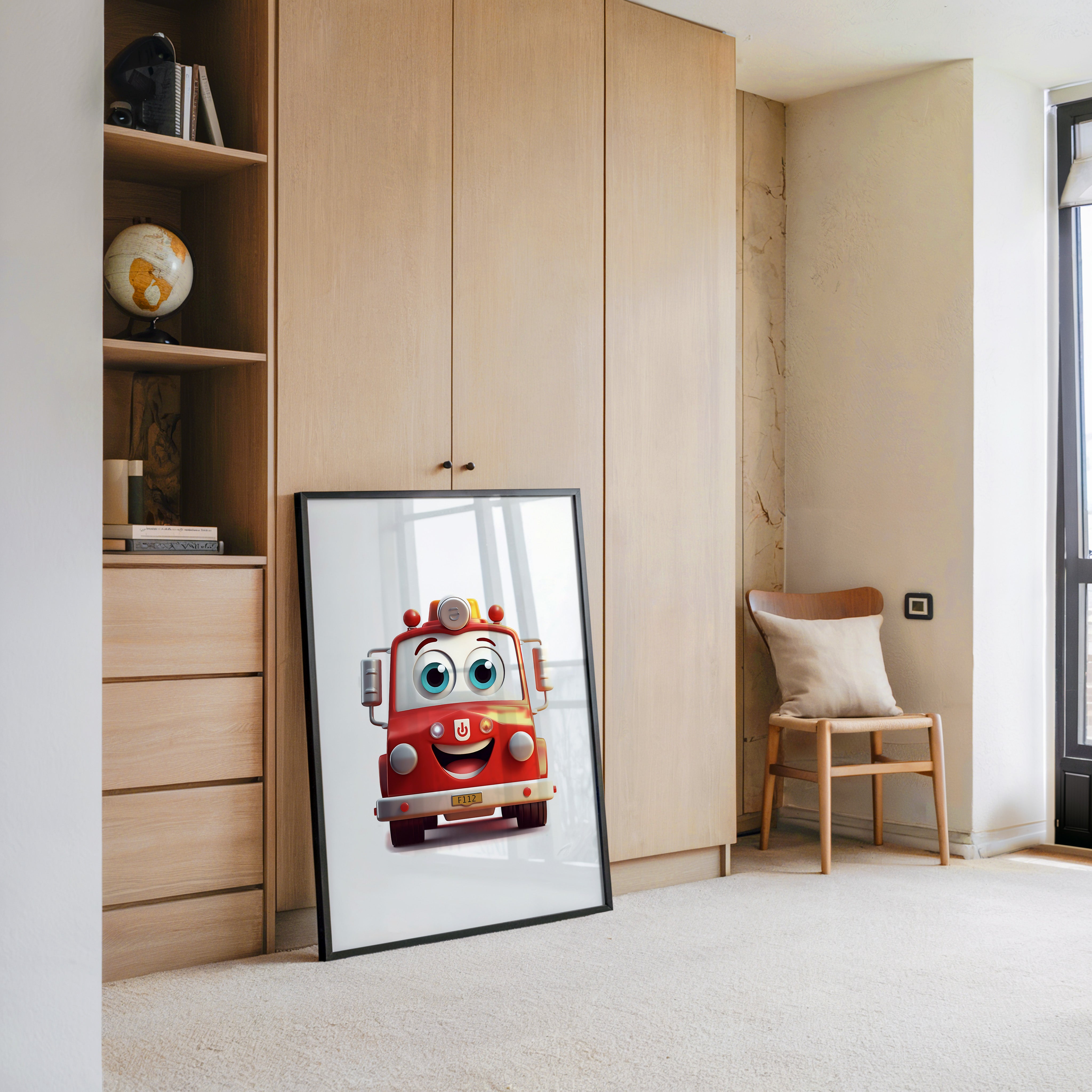 Fröhlicher Feuerwehrwagen Cartoon