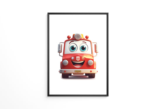 Fröhlicher Feuerwehrwagen Cartoon