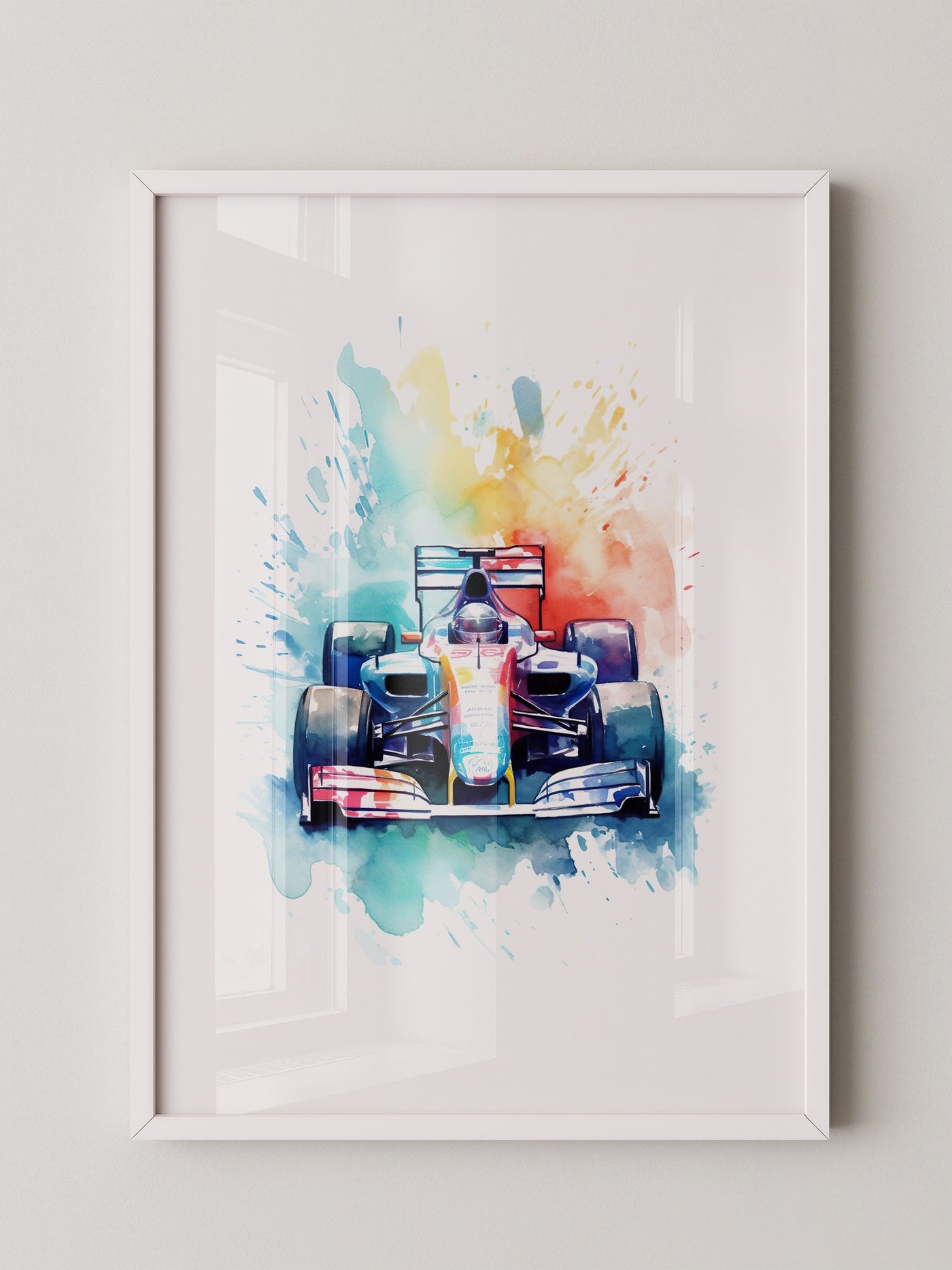 Rennwagen Aquarell Explosion