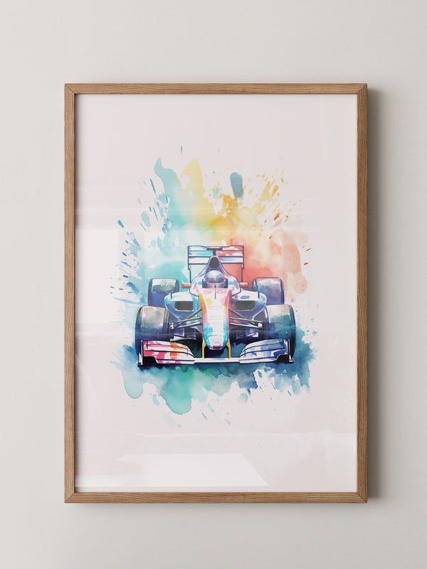 Rennwagen Aquarell Explosion