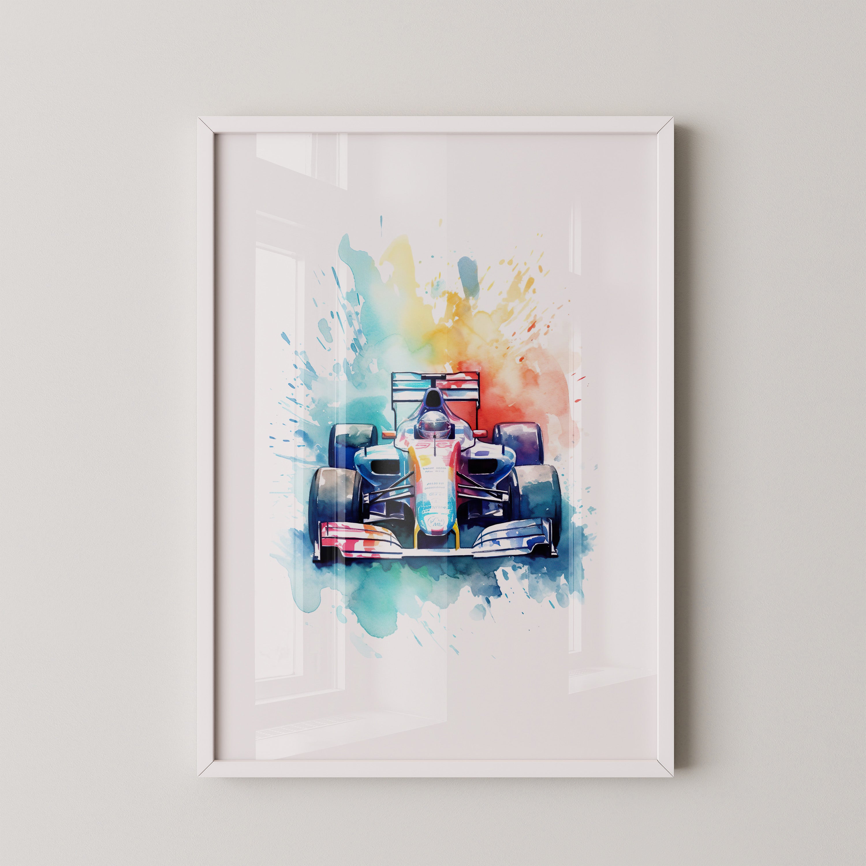 Rennwagen Aquarell Explosion