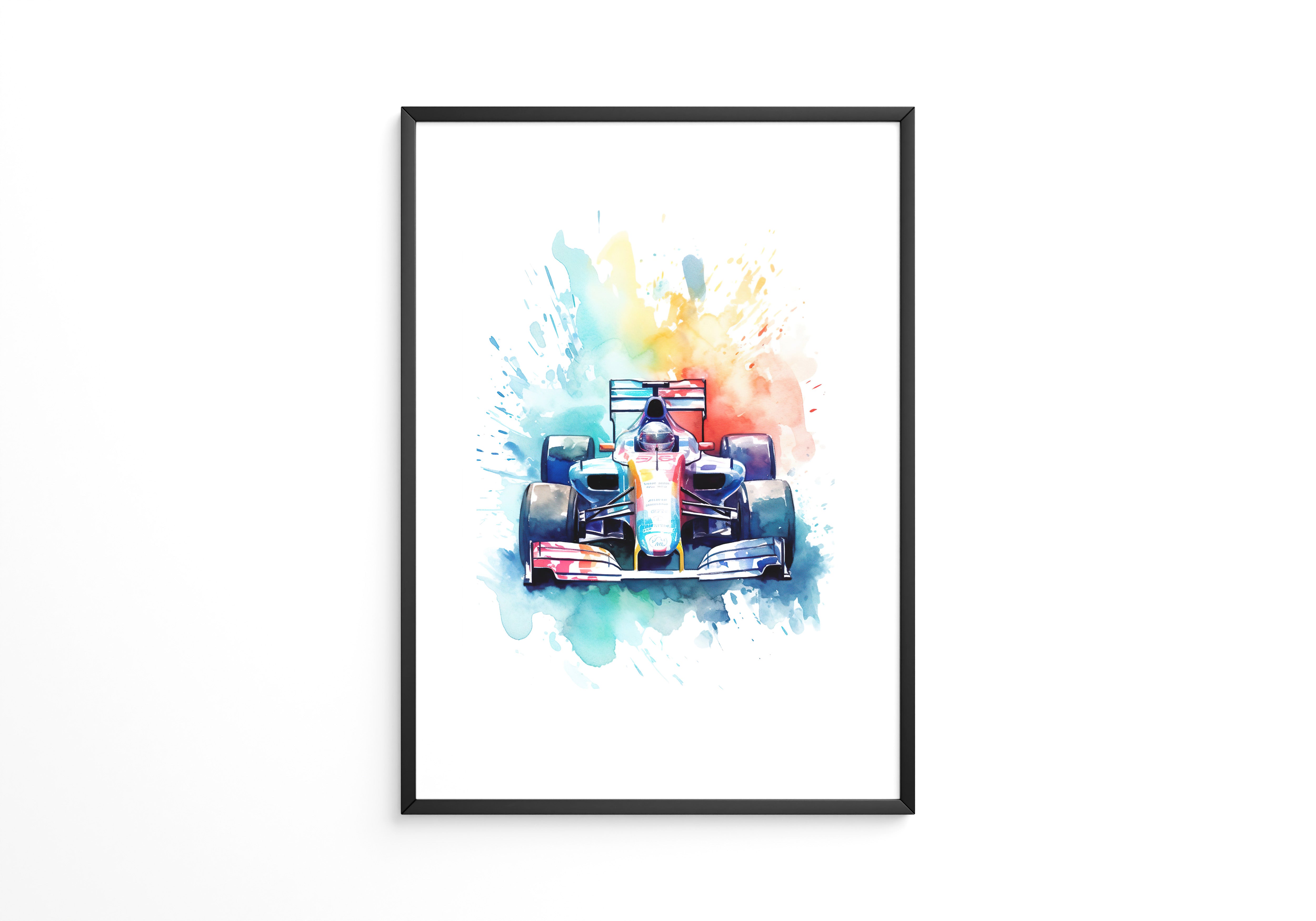 Rennwagen Aquarell Explosion