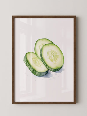 Gurkenscheiben Aquarell Frisch