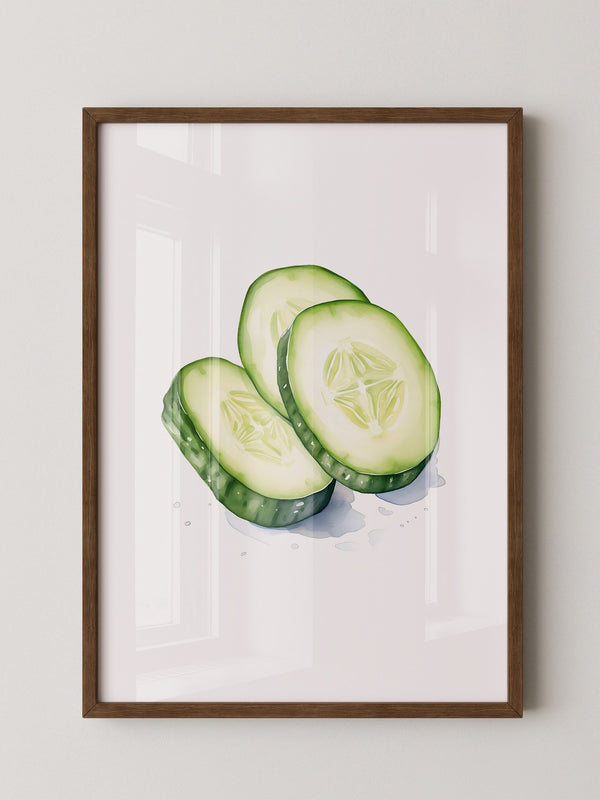Gurkenscheiben Aquarell Frisch