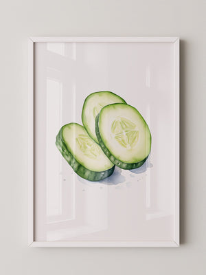 Gurkenscheiben Aquarell Frisch