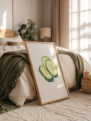 Gurkenscheiben Aquarell Frisch