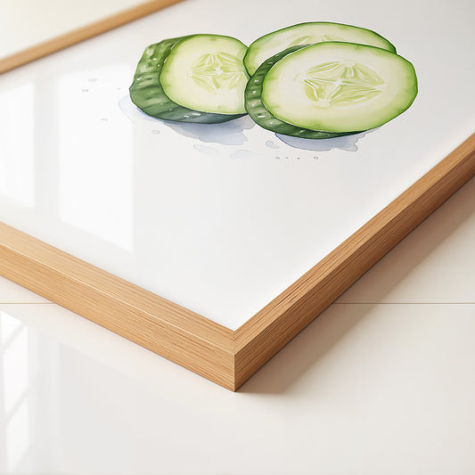 Gurkenscheiben Aquarell Frisch