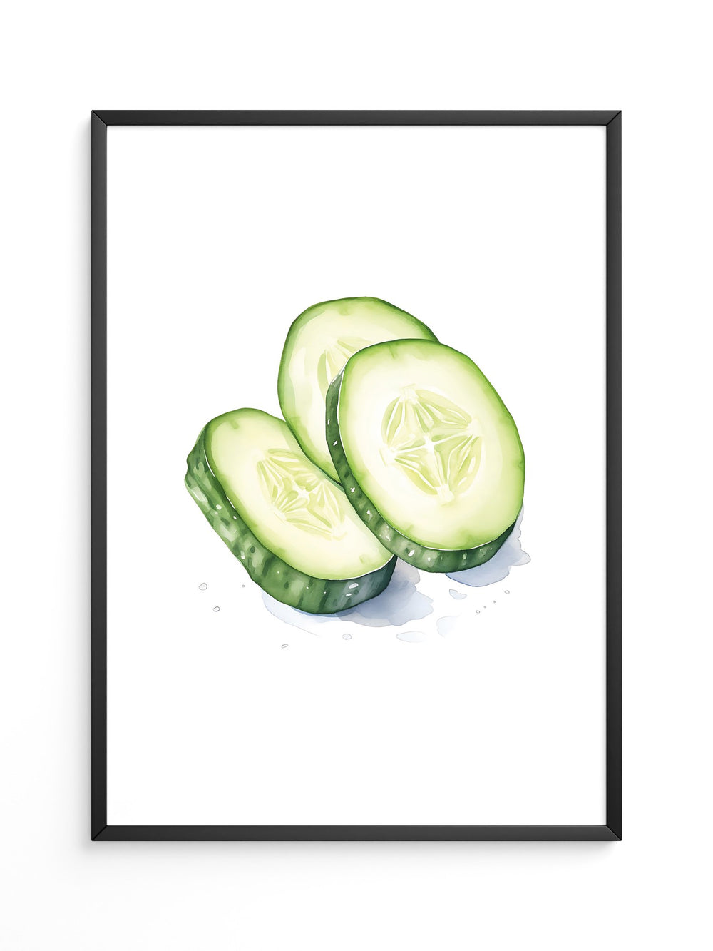 Gurkenscheiben Aquarell Frisch