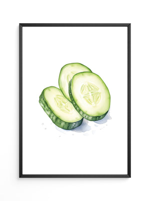 Gurkenscheiben Aquarell Frisch