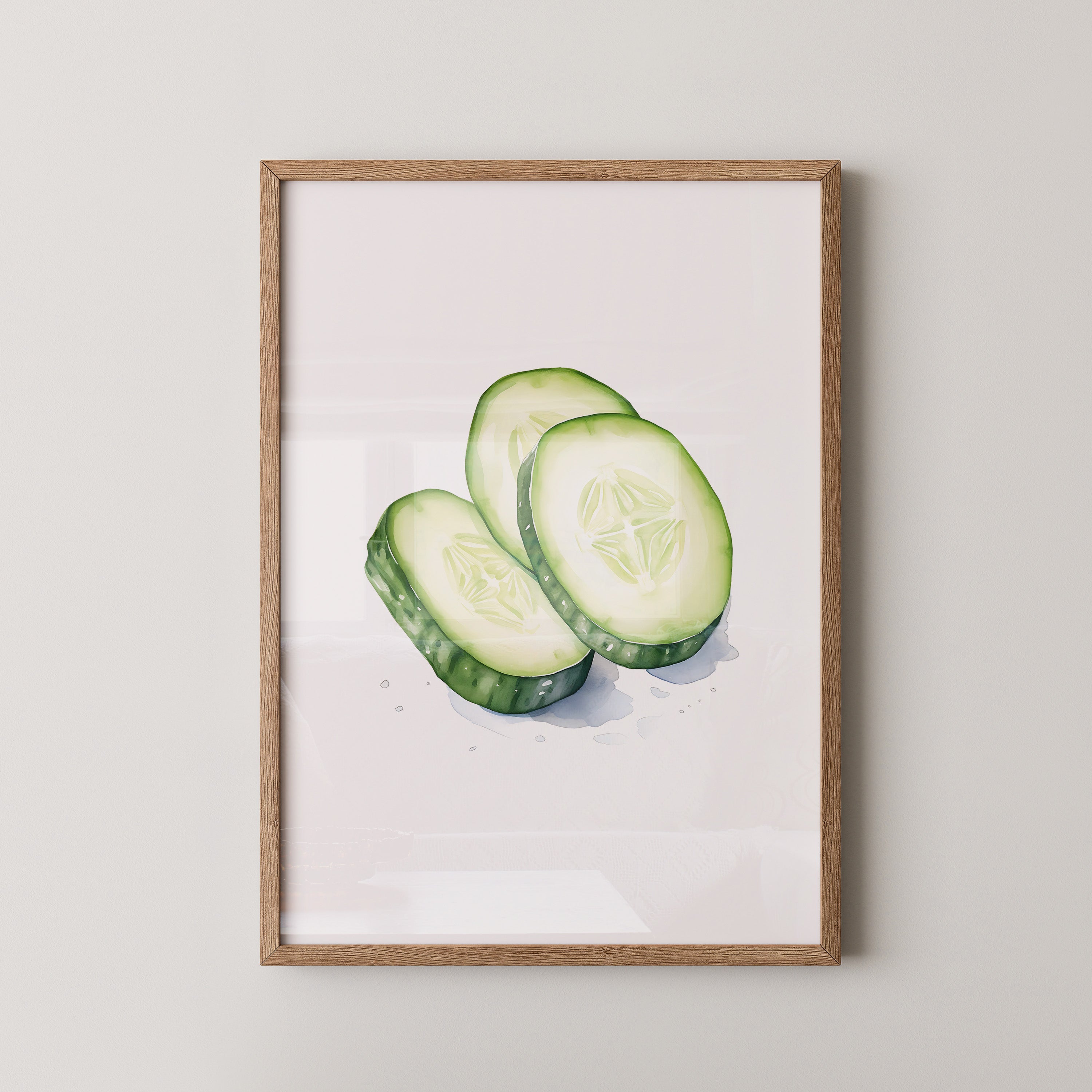 Gurkenscheiben Aquarell Frisch