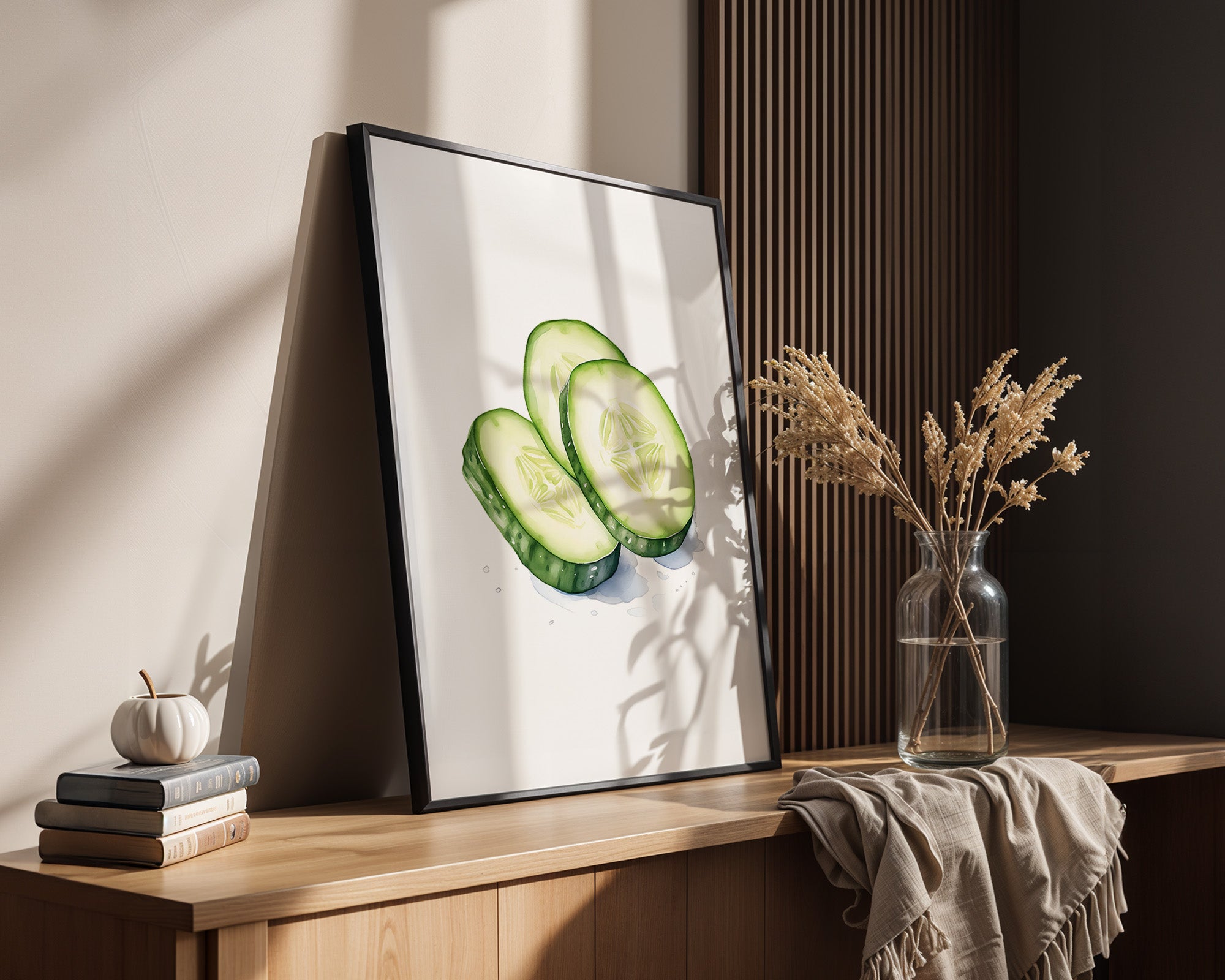 Gurkenscheiben Aquarell Frisch