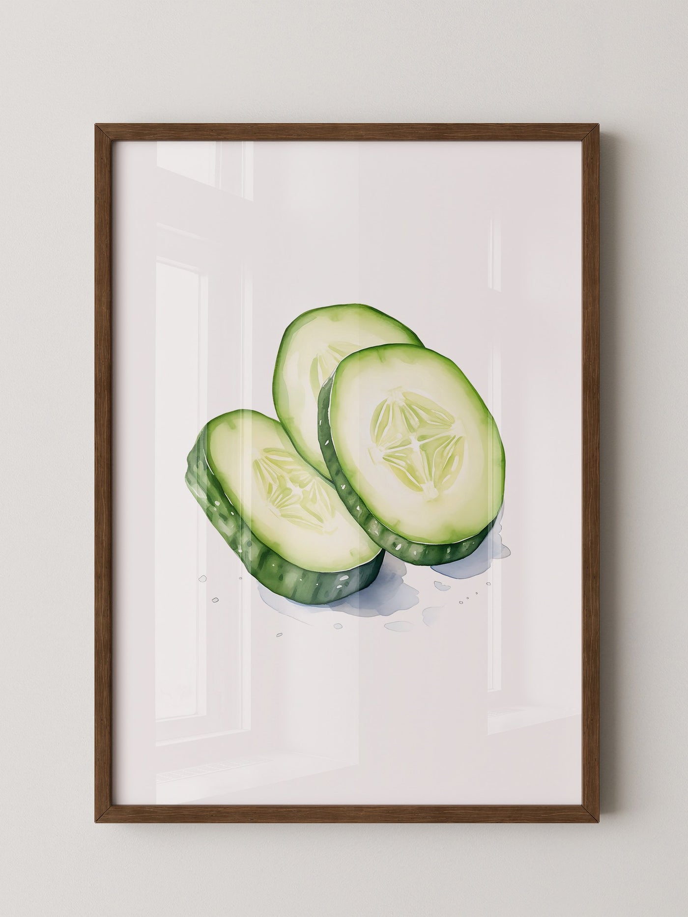 Gurkenscheiben Aquarell Frisch