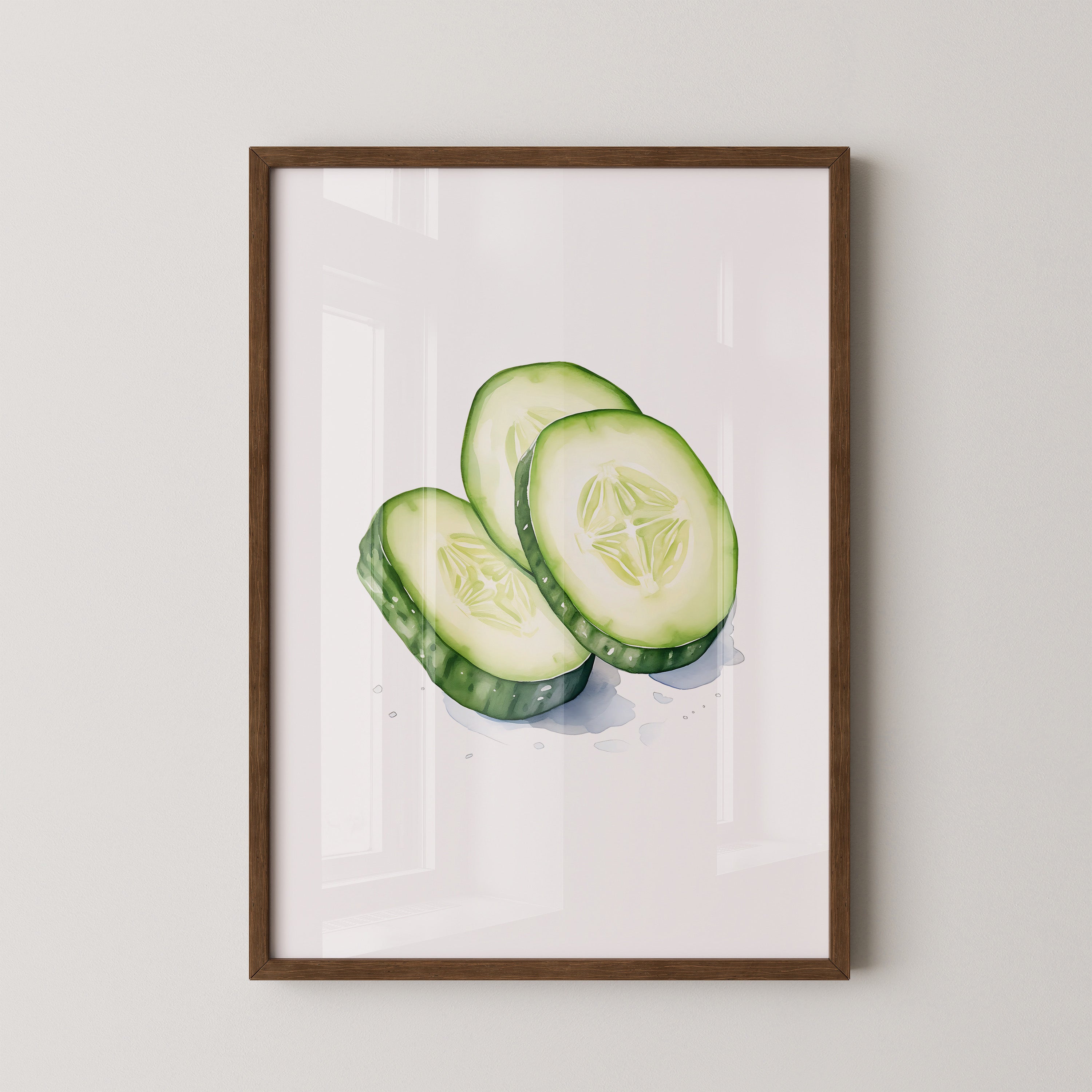 Gurkenscheiben Aquarell Frisch