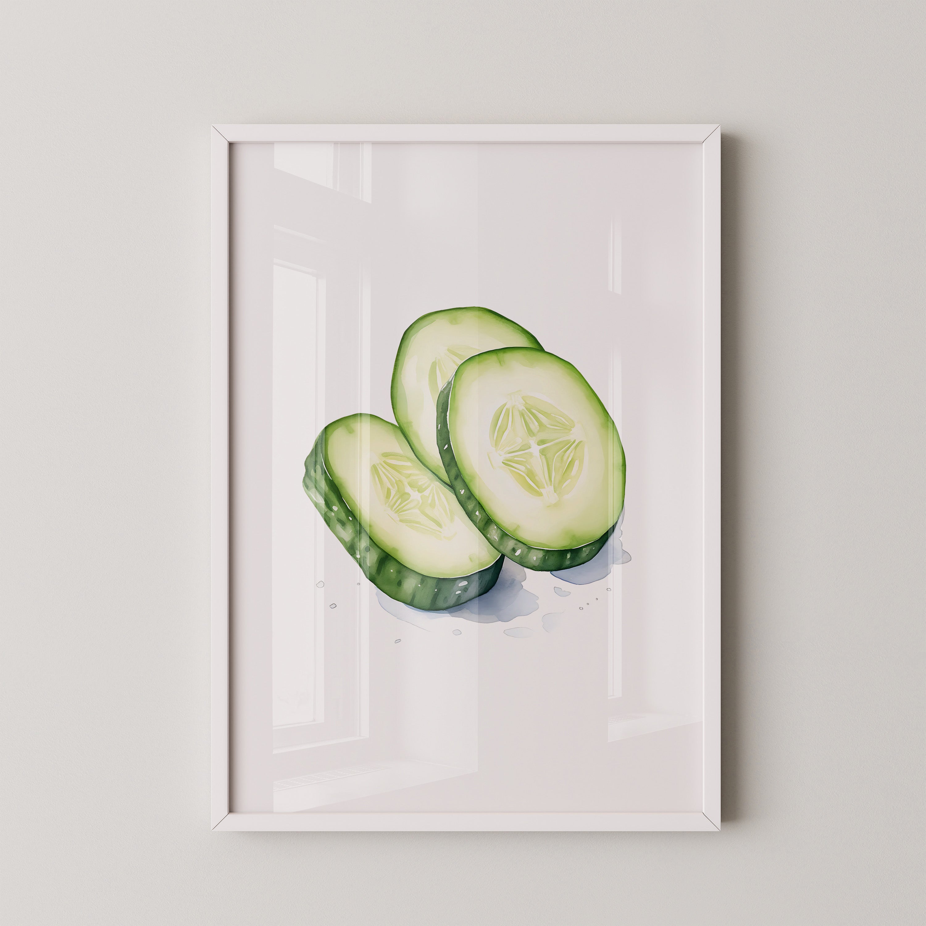 Gurkenscheiben Aquarell Frisch