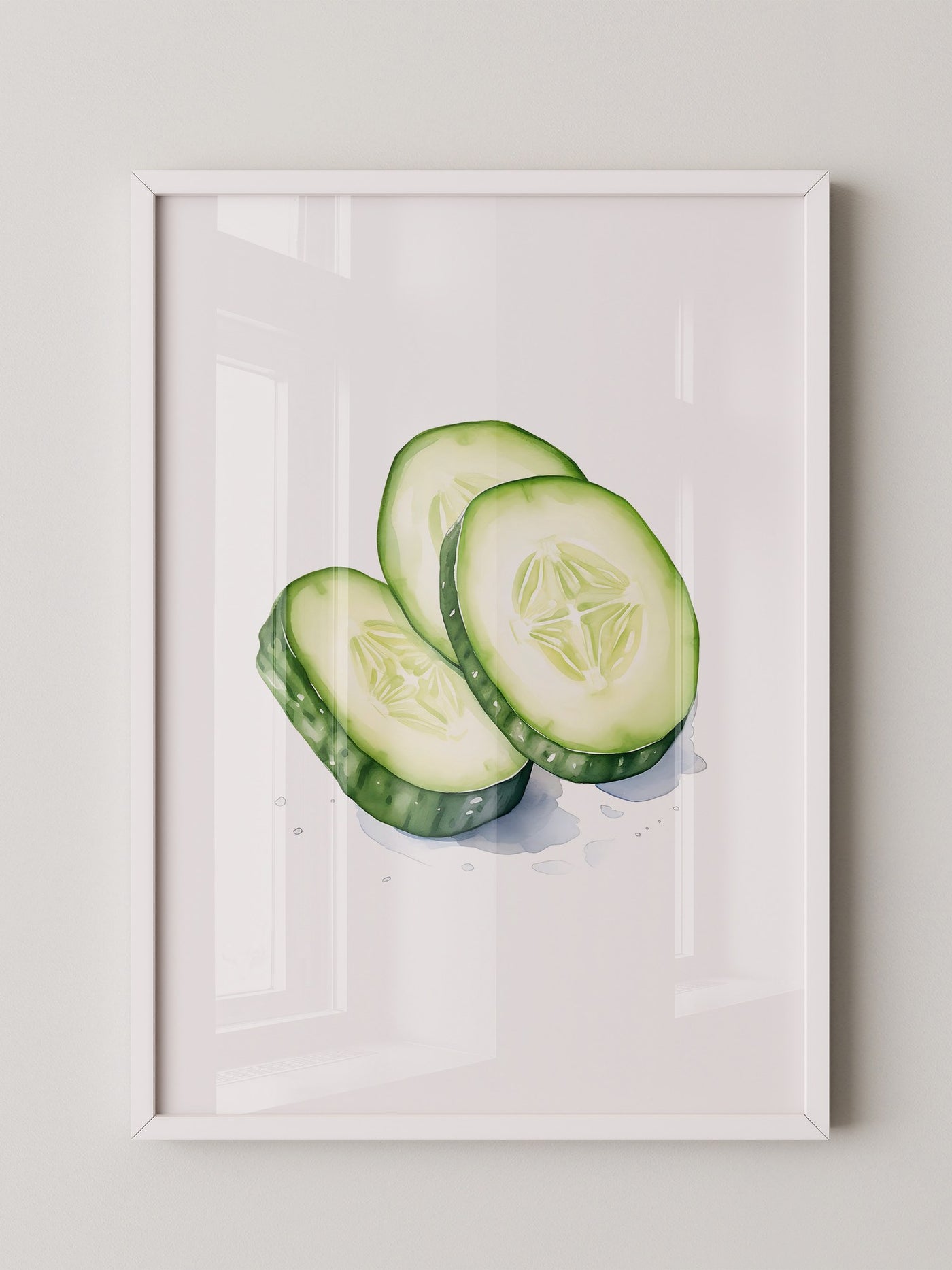 Gurkenscheiben Aquarell Frisch