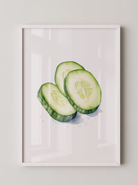 Gurkenscheiben Aquarell Frisch