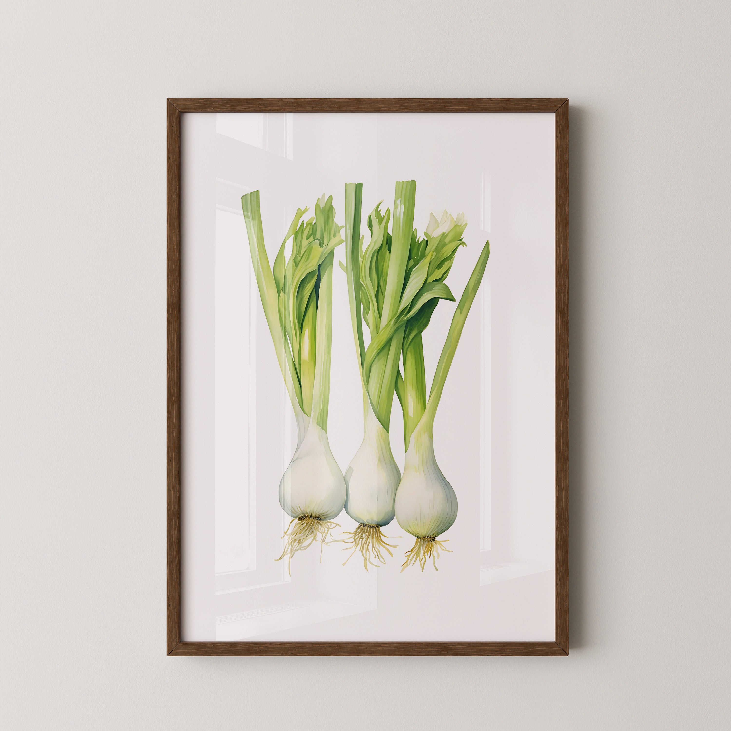 Frühlingszwiebeln Aquarell grün