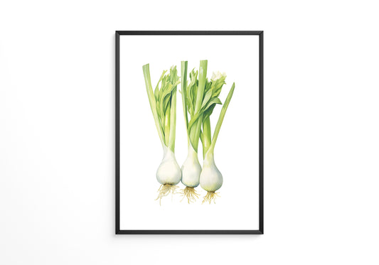 Frühlingszwiebeln Aquarell grün