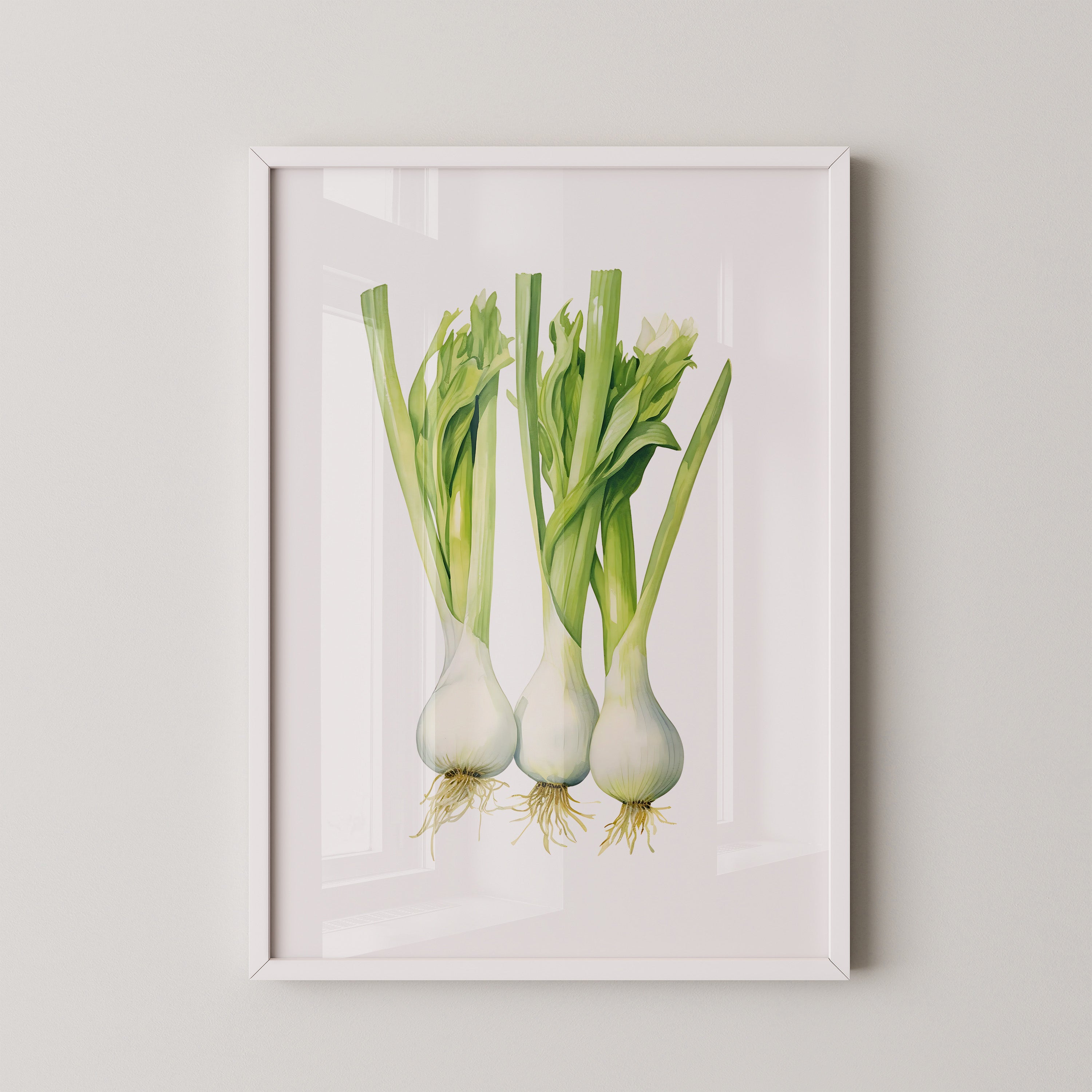 Frühlingszwiebeln Aquarell grün