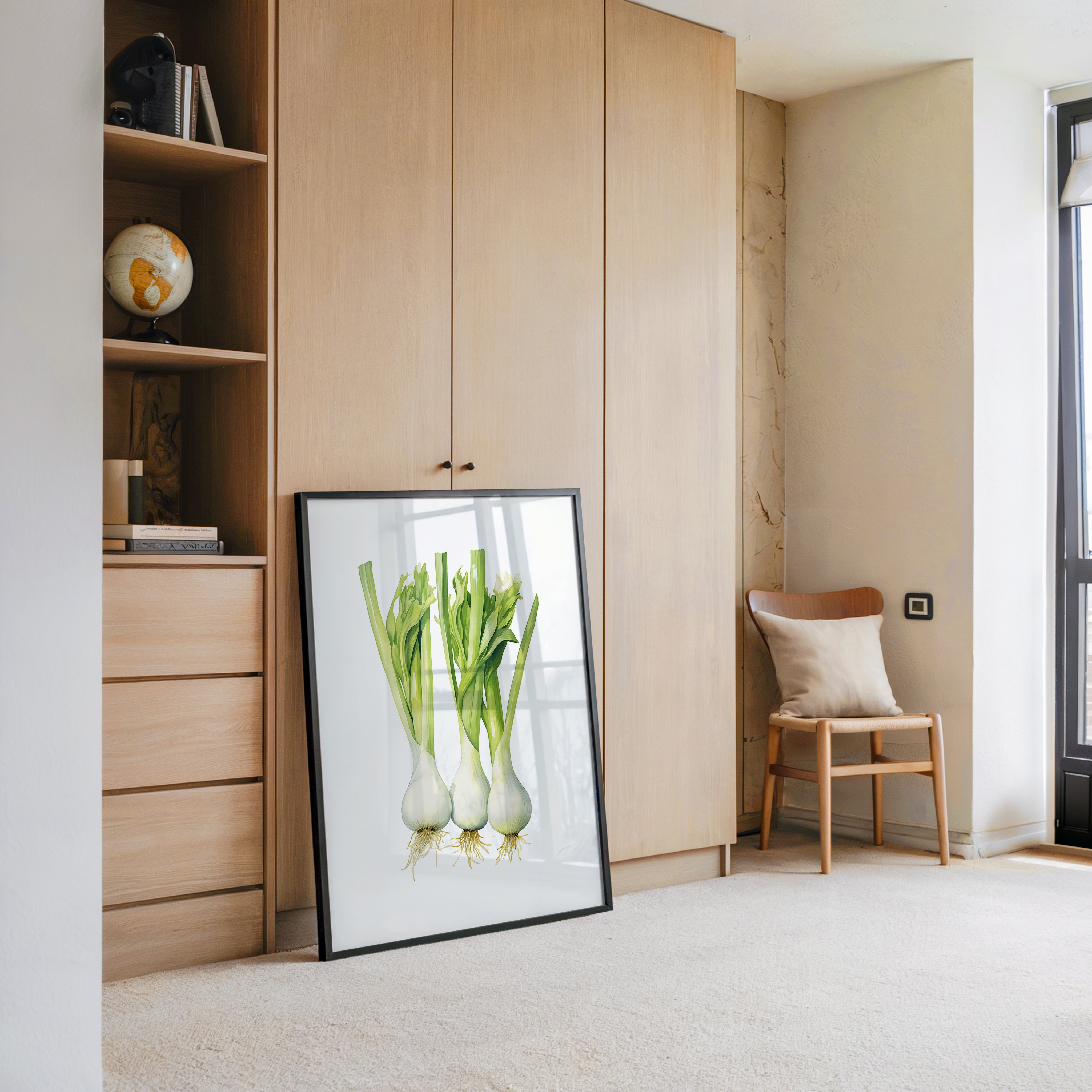 Frühlingszwiebeln Aquarell grün