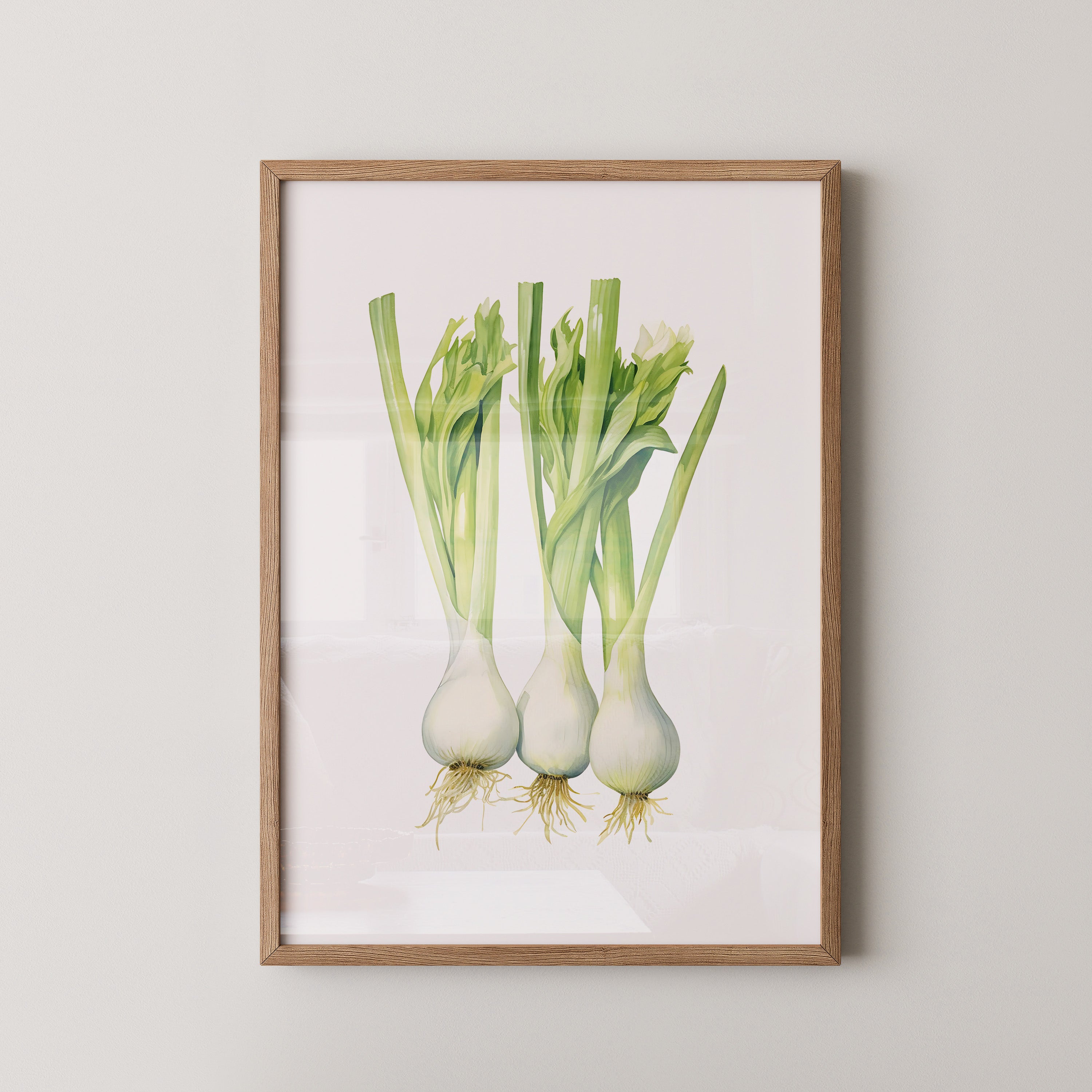 Frühlingszwiebeln Aquarell grün