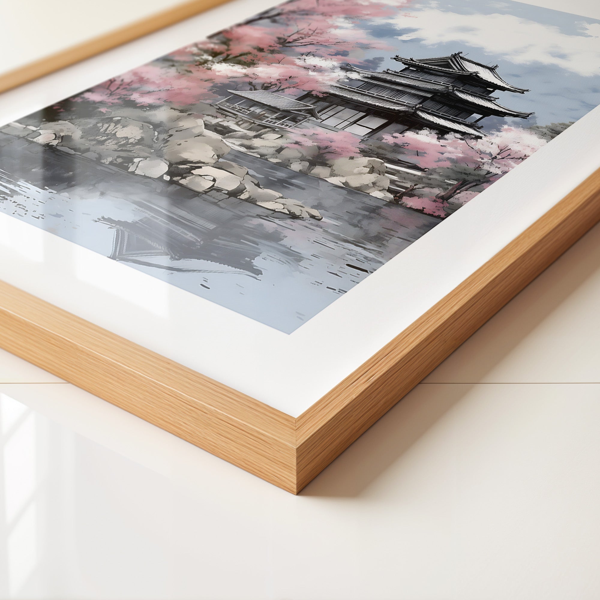 Japanischer Tempel Kirschblüten